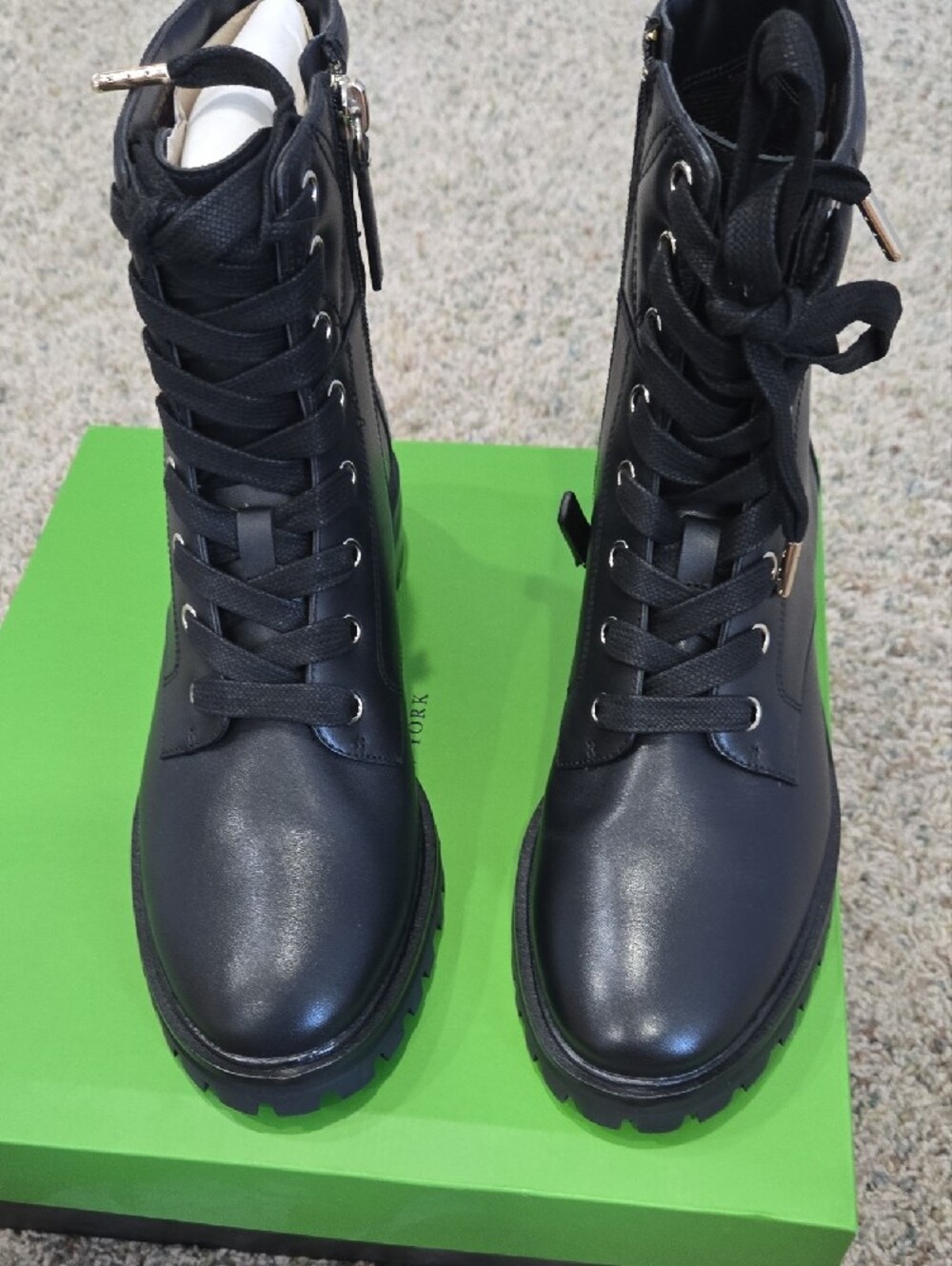 kate spade New York Black Quilted Lace-Up Combat Boots - Picture 2 of 7